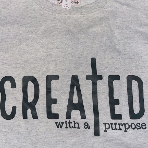 Custom Made Marled Gray Graphic Sweater - Picture 2 of 4